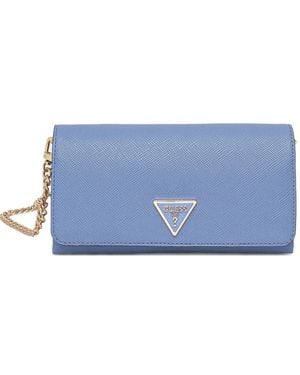 Guess Chain-Strap Textured Crossbody Bag - Blue