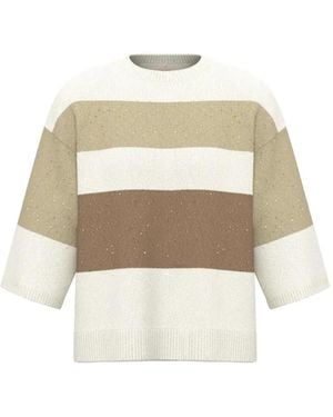 Emme Striped Speckled-Design Sweater - White