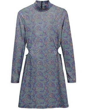 Desigual Turtleneck Cut-Out Mini Day Dress - Blue