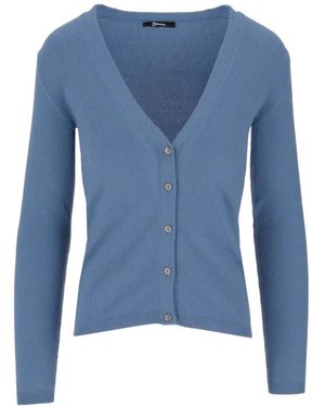 LA ROSE V-Neck Cashmere Cardigan - Blue
