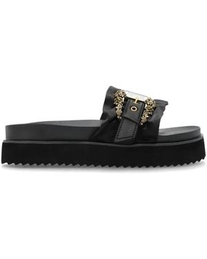 Versace Jeans Couture Ruffled Slides - Black