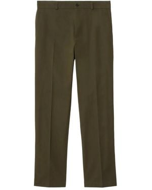 Burberry Twill Logo-Embroidered Trousers - Green