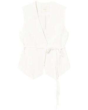 Twinset Embroidered Waistcoat With Belt - White