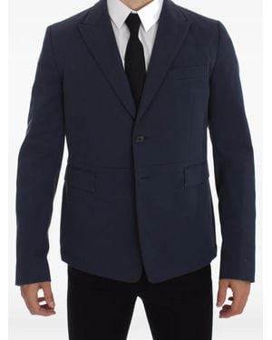 Dolce & Gabbana Single-Breasted Cotton Blazer - Blue