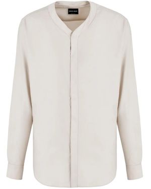 Giorgio Armani Collarless Long-Sleeved Shirt - White