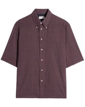 Lemaire Geometric-Print Button-Down Shirt - Purple