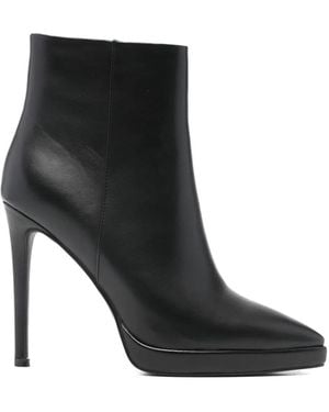 Exe' Pointed-Toe Heeled Boots - Black