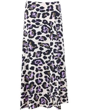 Essentiel Antwerp Jupe Mi-Longue Plissé À Imprimé Animalier - Blanc