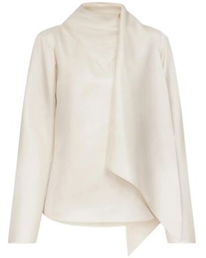 Loulou de Saison Gala Draped-Detailing Silk Blouse - White