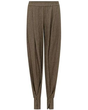 ANDAMANE Renee Button-Cuff Tapered Pants - Natural