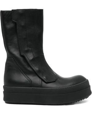 Rick Owens Paneled Leather Boots - Black