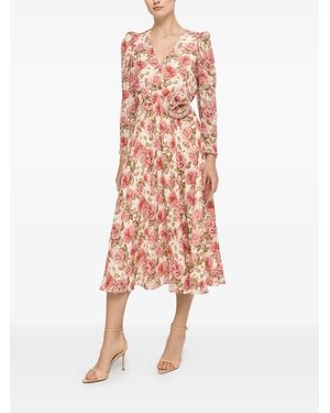 Nissa Vestido Midi Con Detalle Floral - Rosa
