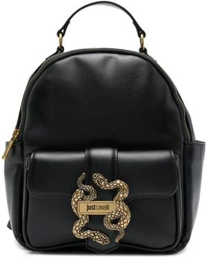 Just Cavalli Snake-Appliqué Backpack - Black