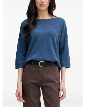 Benetton Jersey Texturizado De Manga Tres Cuartos - Azul