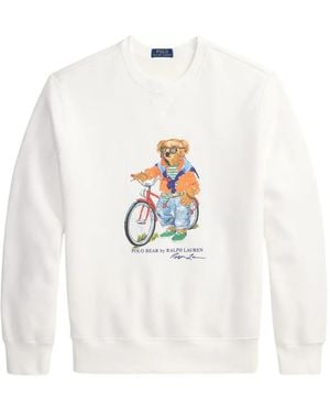 Polo Ralph Lauren Cotton Sweatshirt With Polo Bear Print - White