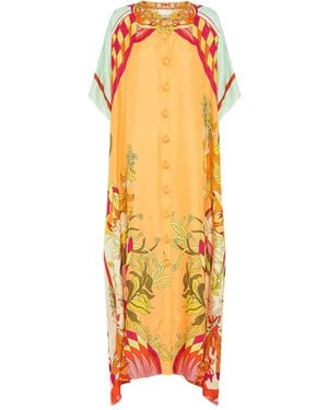 CAMILLA Buttoned Floral-Detail Maxi Dress - Orange