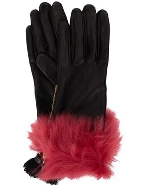 Prada Fur-Trim Gloves - Black