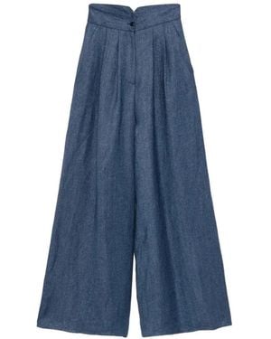 Alberta Ferretti High-Waisted Pleated Pants - Blue