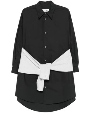 MM6 by Maison Margiela Striped-Sleeves Shirt - Black