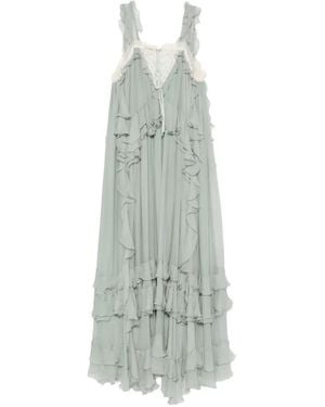 Chloé Ruffled Silk-Mousseline Maxi Dress - White