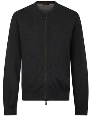 Moorer Zip-Fastening Fine-Knit Jumper - Black