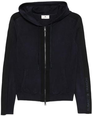 Elisabetta Franchi Zip-Up Drawstring Hoodie - Black