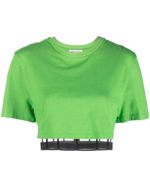McQueen Corset Cropped T-Shirt - Green