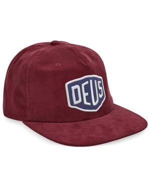 Deus Ex Machina Corduroy Logo-Patch Cap - Red