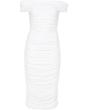 Norma Kamali Ruched Off-The-Shoulder Midi Dress - White