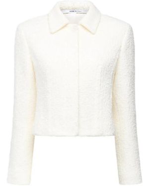 Another Tomorrow Long-Sleeve Tweed Jacket - White