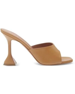 AMINA MUADDI Lupita Fluted-Heel Mules - Natural