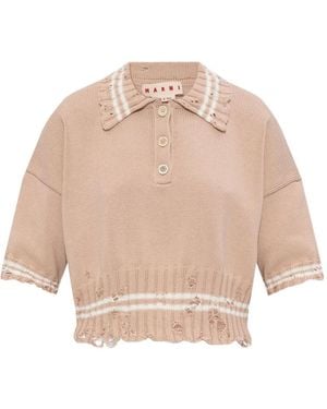 Marni Knitted Polo Top - Natural