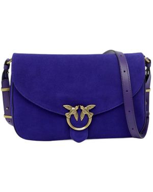 Pinko Love Classic Suede Satchel Bag - Purple