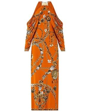 CAMILLA Talismans Of Turkiye Draped Sleeve Hardware Maxi Dress - Orange