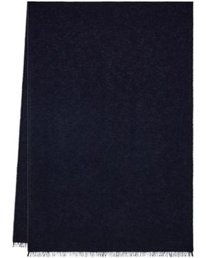 Ferragamo Lurex Thread Embroidered-Logo Scarf - Blue