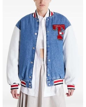 Tommy Hilfiger Letterman Logo-Patch Denim Varsity Jacket - Blue