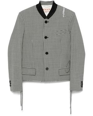 Marni Gingham-Pattern Jacket - Gray