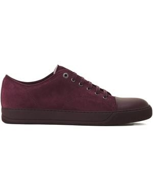 Lanvin Suede Leather Cap-Toe Sneakers - Purple