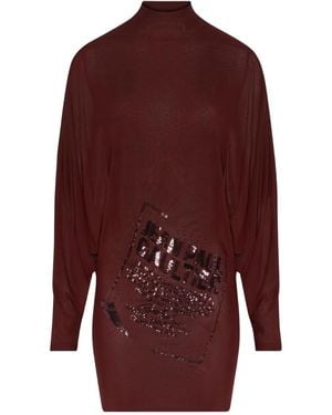 Jean Paul Gaultier Robe Ornée De Sequins À Col Montant - Rouge