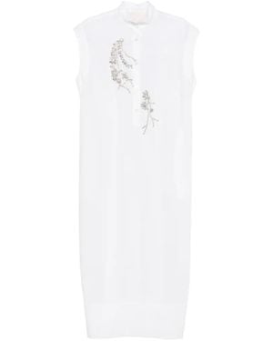 Circus Hotel Crystal-Embellished Sleeveless Midi Dress - White