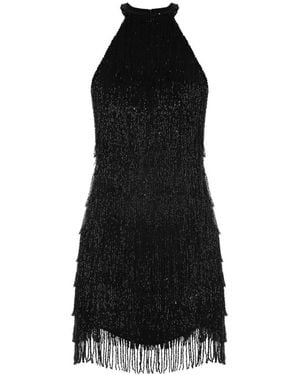 MATTERS STORE Elsa Fringed-Hem Halter-Neck Mini Dress - Black