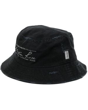 Martine Rose Distressed Embroidered Bucket Hat - Black