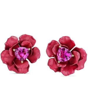 Anabela Chan 18Kt Vermeil Rose Sapphire Clip-On Earrings - Red
