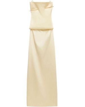 Loewe Pin Open-Back Silk Maxi Dress - Natural