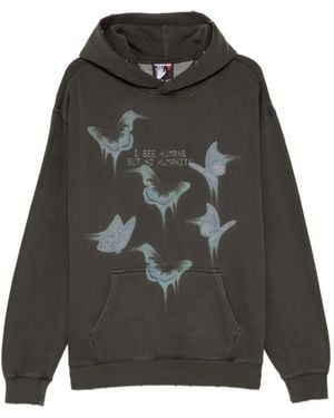 WARMAN Sudadera Con Capucha Y Mariposas Estampadas - Negro