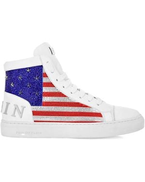 Philipp Plein Rhinestone-Embellished High-Top Trainers - Pink