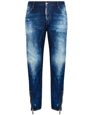 DSquared² Paint-Splatter-Effect Jeans - Blue