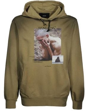 ISO.POETISM Print Cotton Hoodie - Green