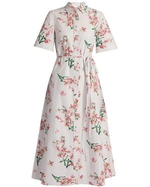 Erdem Floral-Print Cotton-Poplin Midi Dress - White