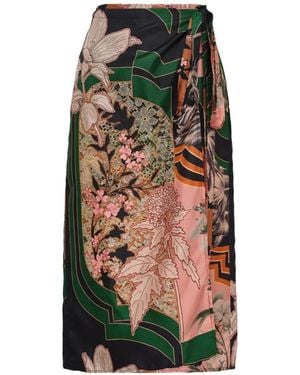 Biyan Mix-print midi skirt - Verde